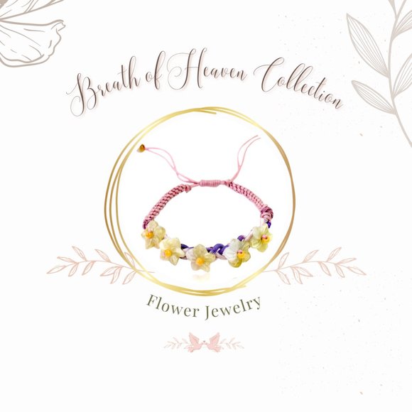 Breathtaking Breath of Heaven Flower Handmade Jade Bracelet - Picture 1 of 4